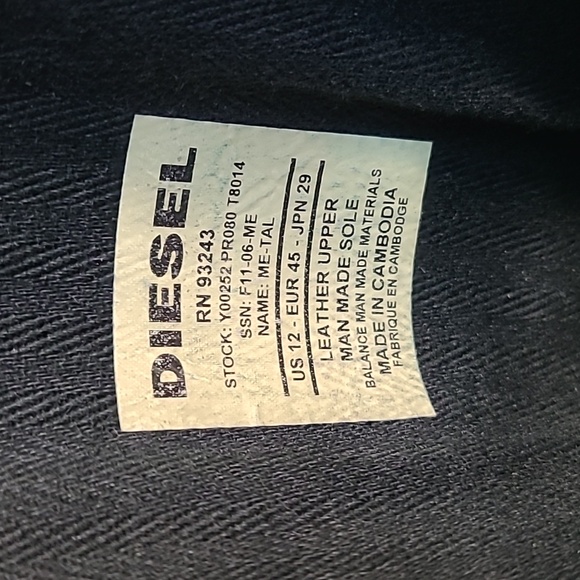 Diesel ME-TAL Leather Boots Mens Size 12 - Picture 3 of 11